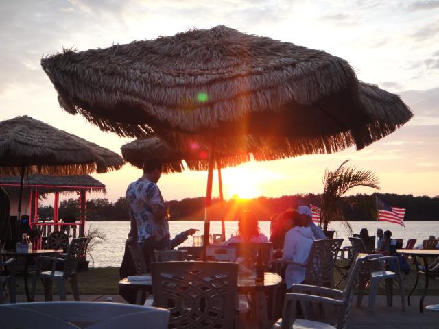 The Shores patio on the water